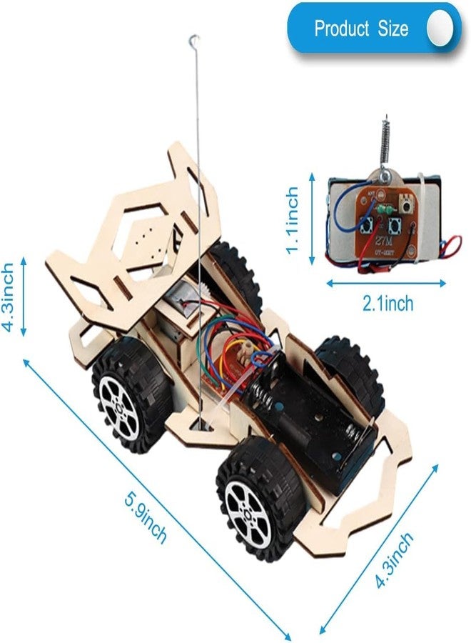 ريس 52 طقم سيارة سباق خشبية لاسلكية تعمل بجهاز تحكم عن بعد F4، طقم تجارب علمية، طقم تجارب علمية مناسب للشباب، طقم سيارة نموذجية لمشروع روبوتي STEM للبناء - Image 2